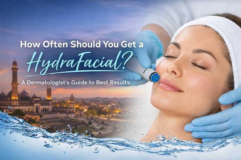 HydraFacial treatment with Lucknow cityscape