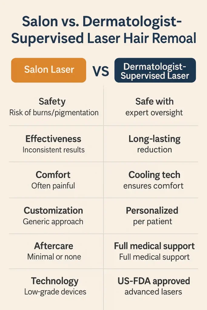 Salon Vs Dermatologist , which one should be choose for laser hair removal in Lucknow