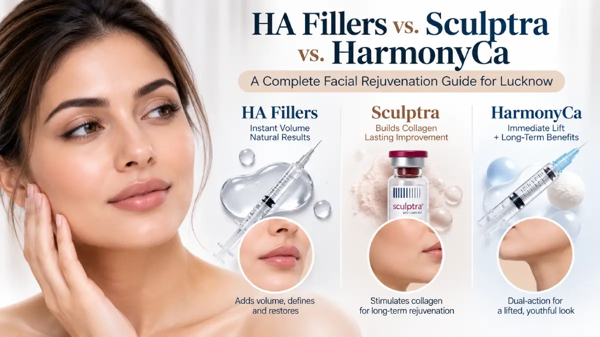 HA Fillers vs. Sculptra vs. HarmonyCa Facial Rejuvenation Guide for Lucknow